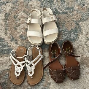 Lot of 3 sandals White tan brown Rachel shoes, Steve Madden, wonder nation sz 13